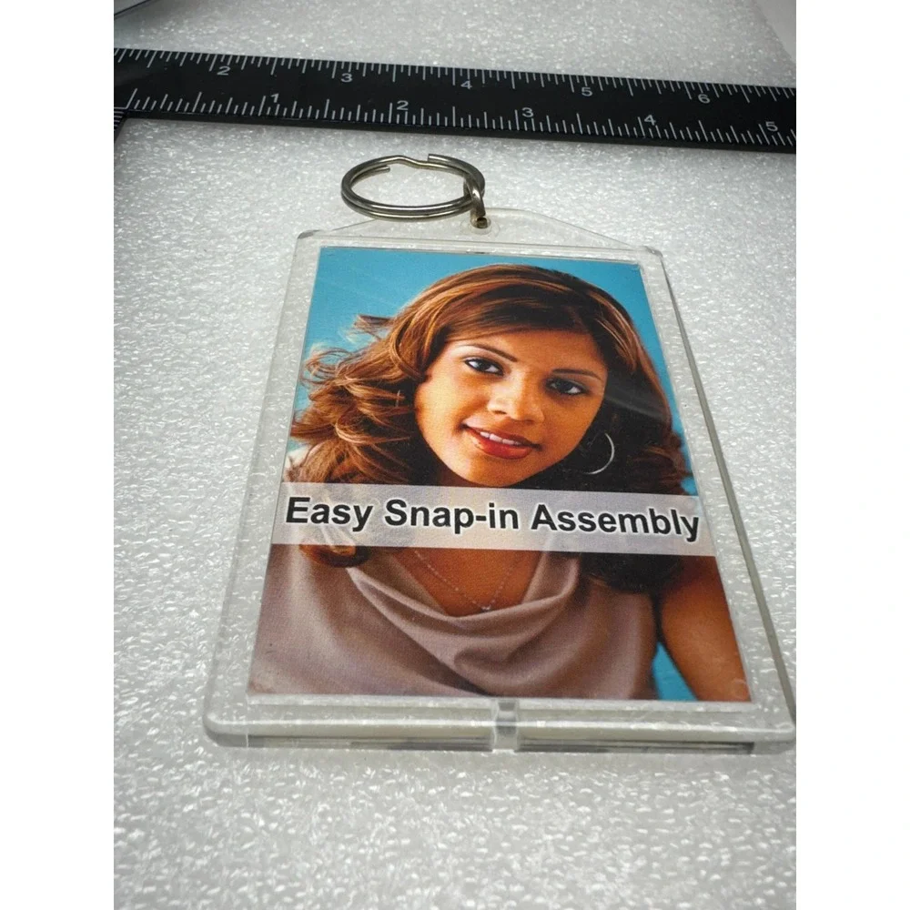 Clear Photo Insert‎ Keychain Easy Snap In Assembly with Ring